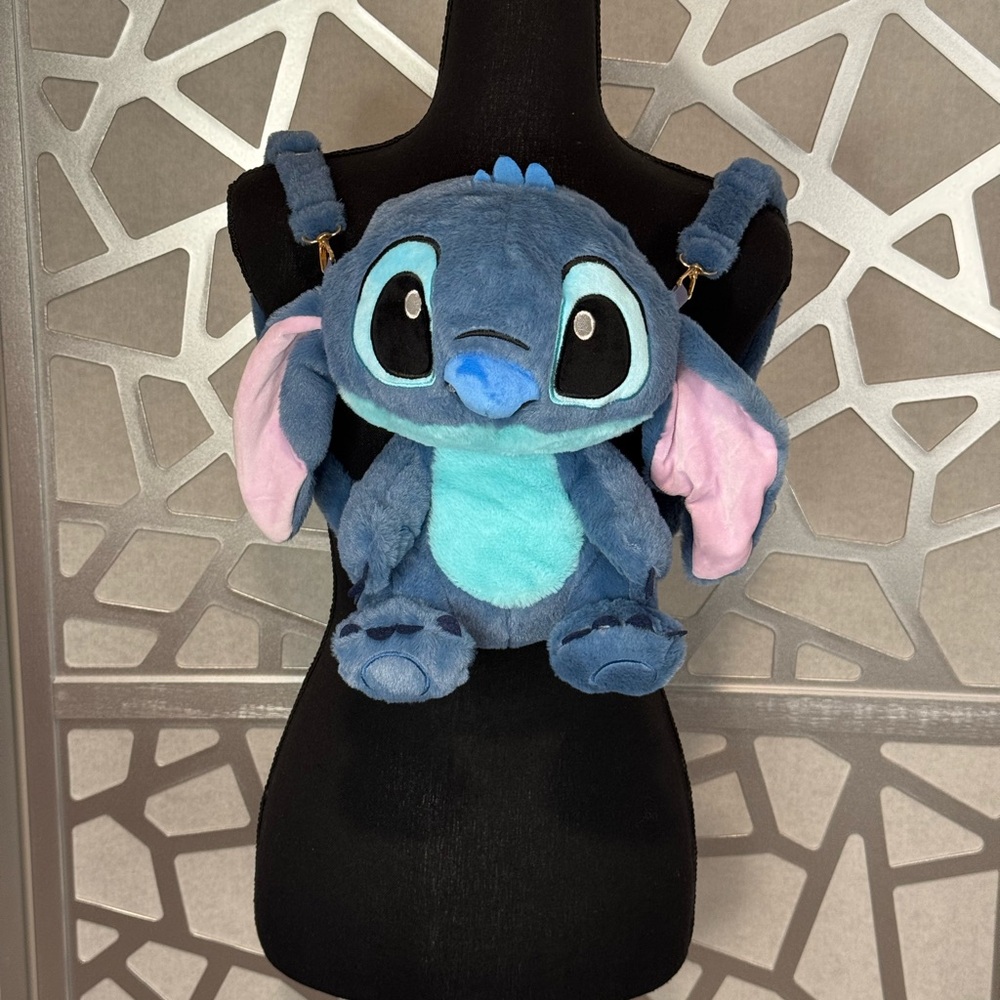 Plush Blue Stitch Kids Backpack - Cute Character Bag
